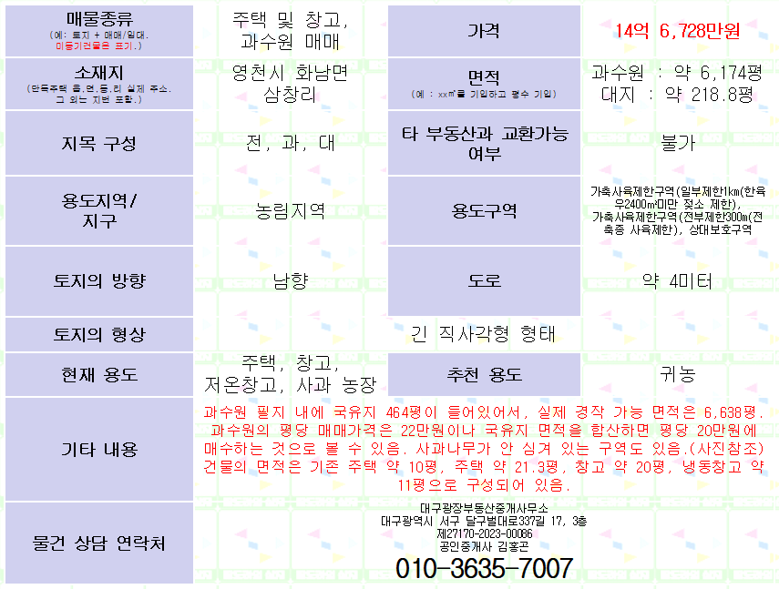 (가성비 매물)영천시 화남면 삼창리 주택, 창고, 과수원 일괄 매매. 과수원 6174평 / 대지 218평. 매물 사진 8