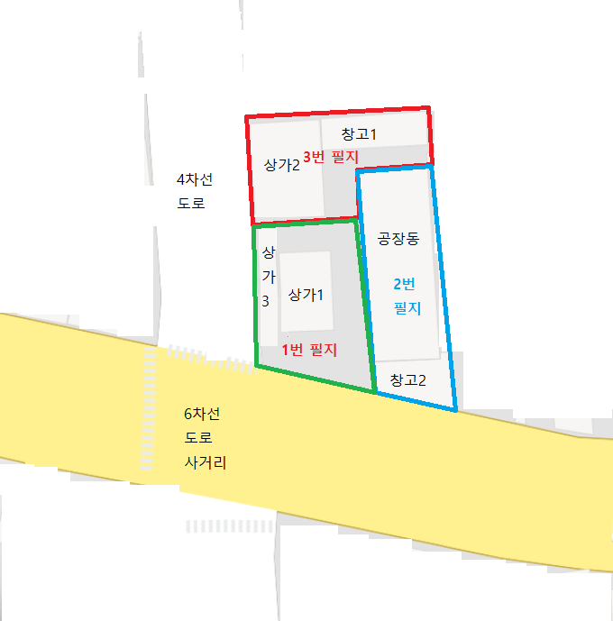 대구 북구 침산동 사거리 공장/상가 건물 매매. 약 965평. 월세 수입 1천만원 이상. 북대구IC 5분거리.