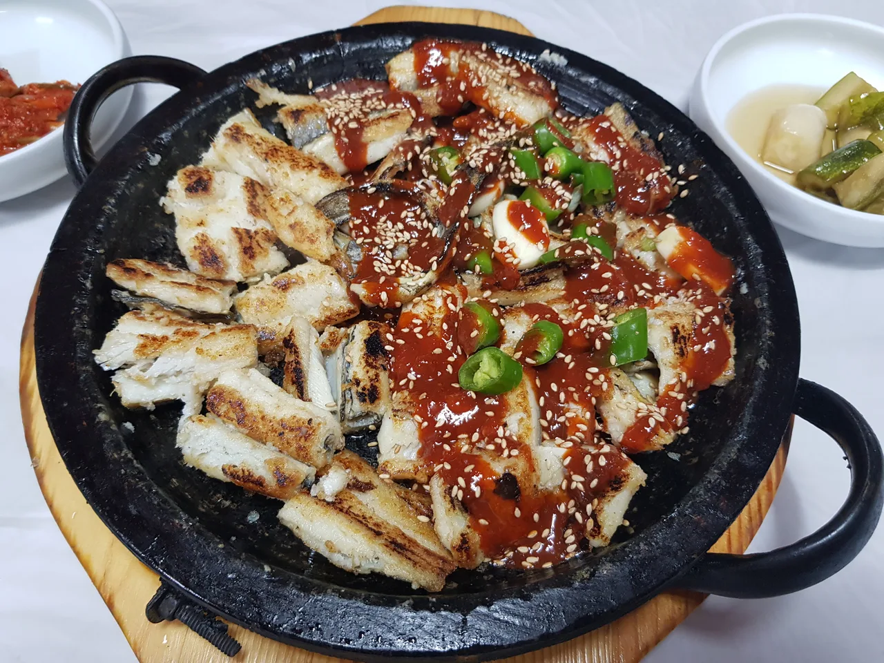 (5점) 경남 남해군 삼동면 지족리 장어돌판구이 맛집 '달반늘'. 양도 많고 완전 맛있음. 작업 사진 5